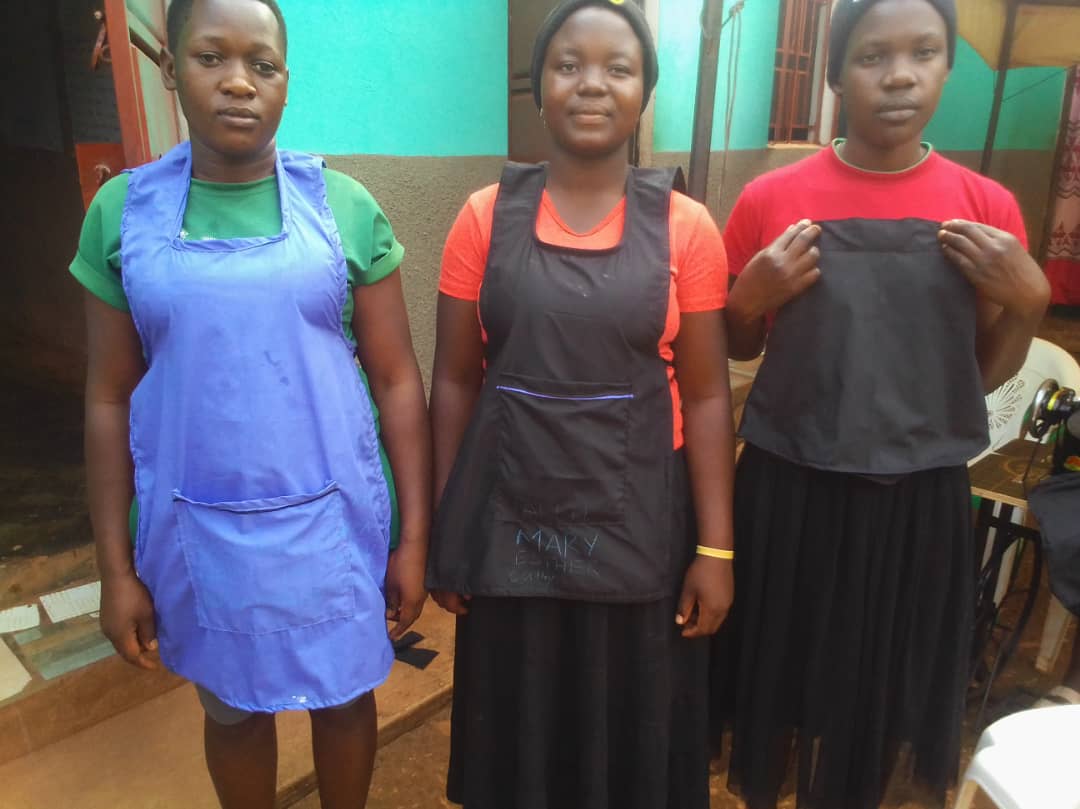 Girls displaying products